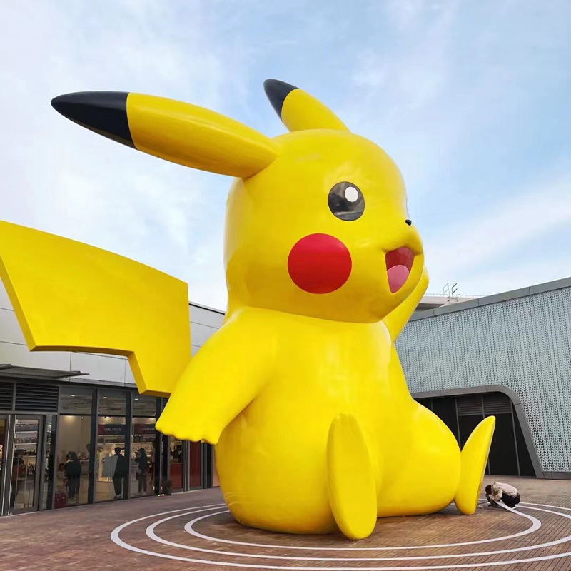玻璃钢卡通皮卡丘商场装饰摆件户外广场商业街IP动漫打卡美陈